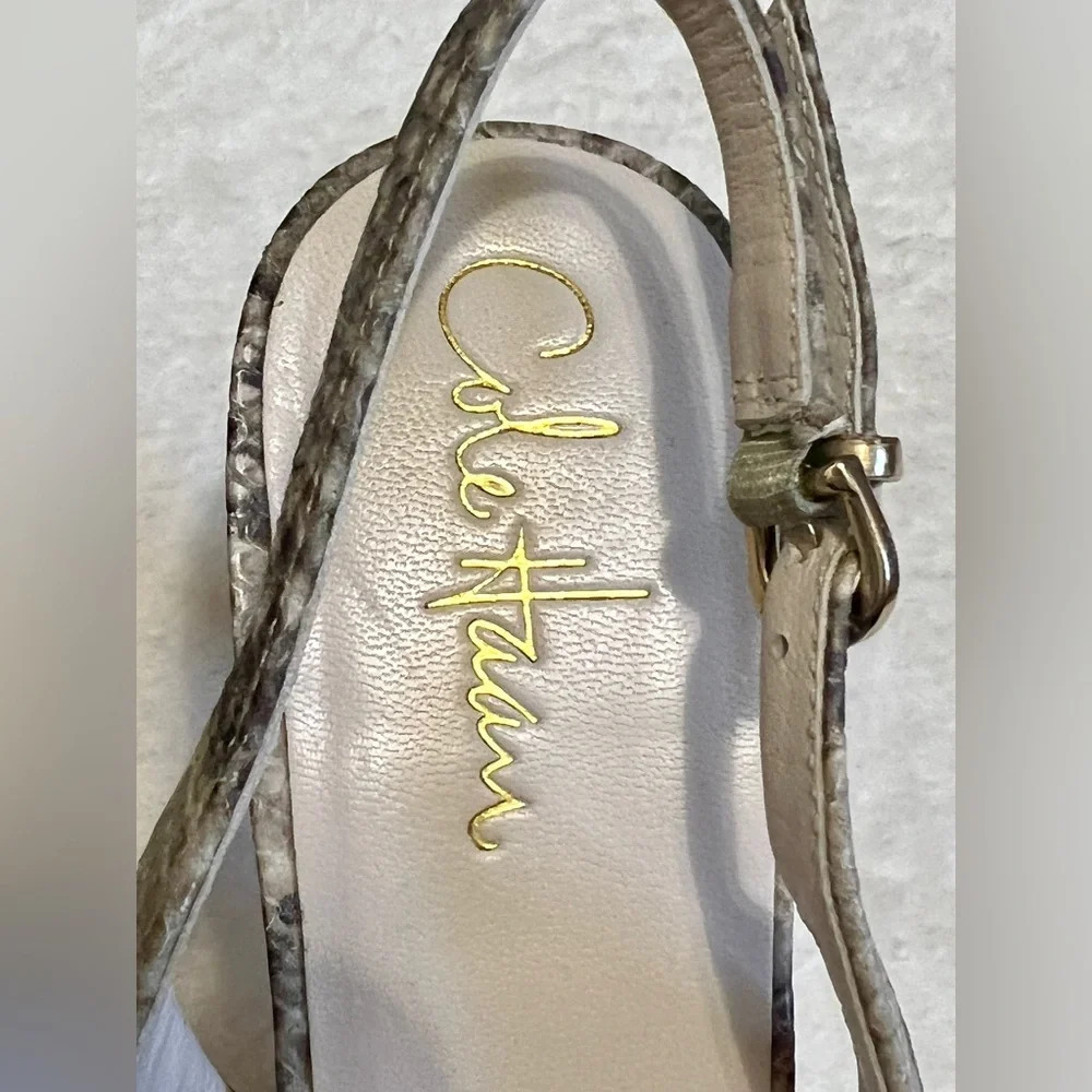 Cole Haan Leather Python Buckle Slingback Heels - 7.5 - Picture 3 of 12